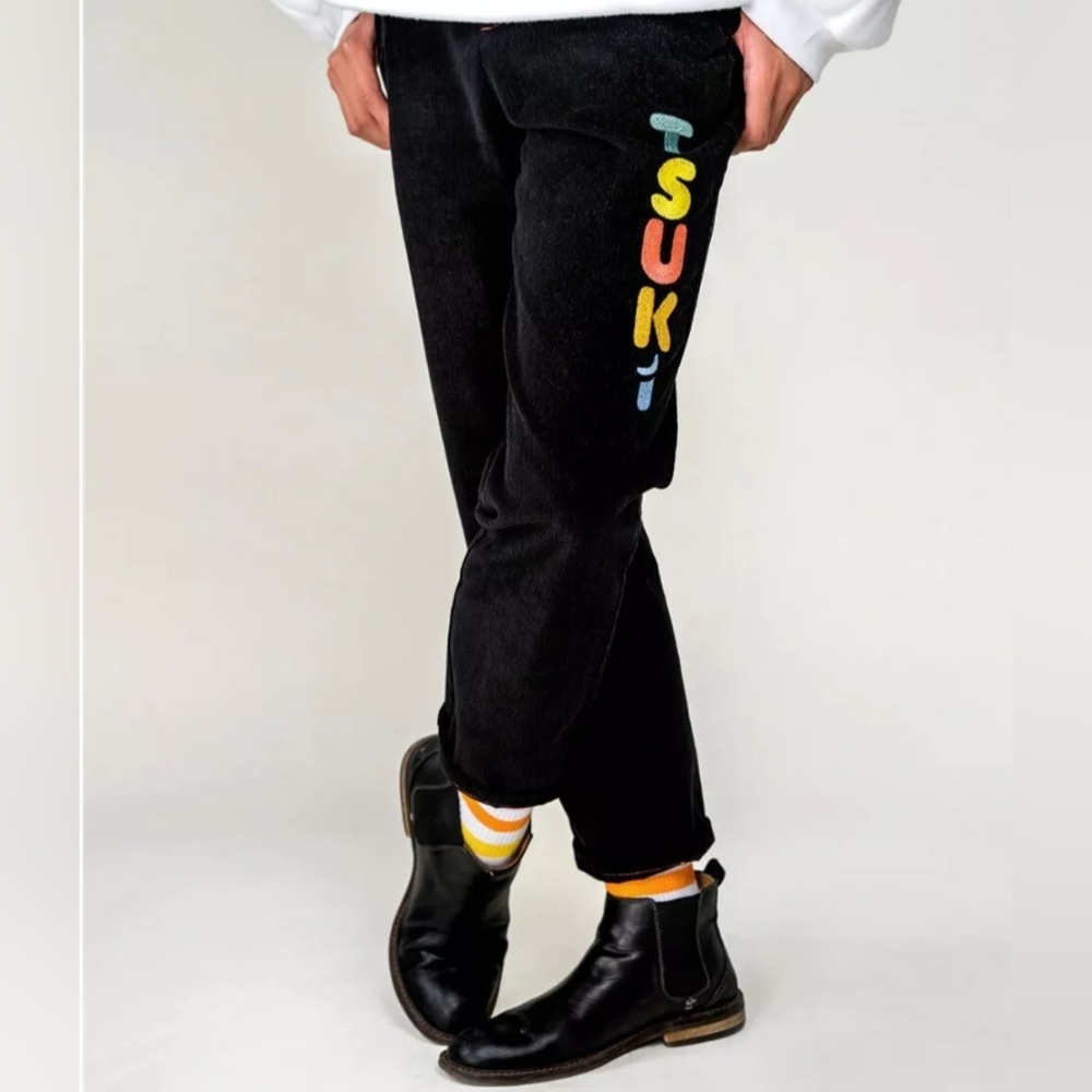Tsuki Corduroy Pants Size 32 Mischief Black Trousers Mens Womens Unisex NWT